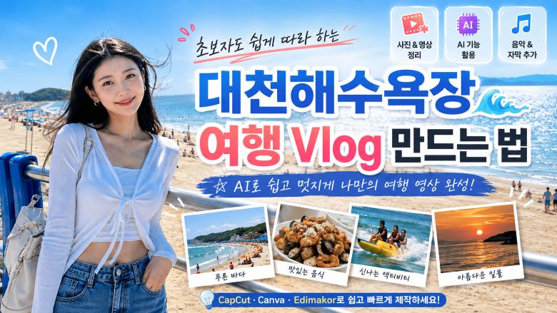 대천해수욕장 여행 Vlog 만드는 법과 AI 영상 제작 방법
