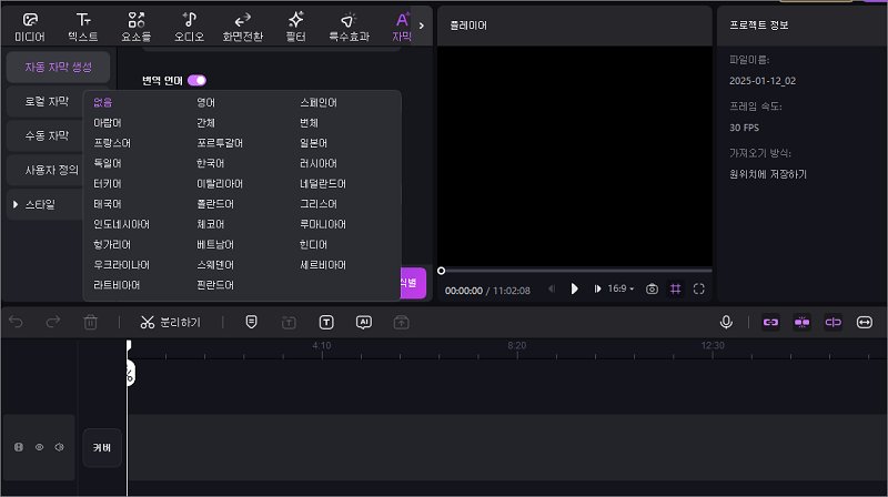미디 영상 자막 번역 