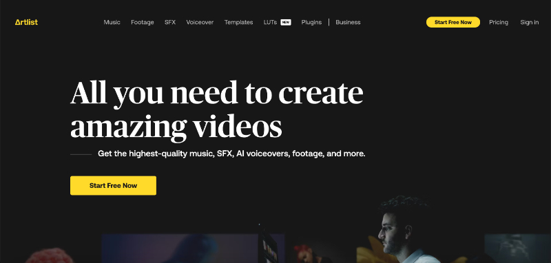 유튜브 배경 음악 Artlist