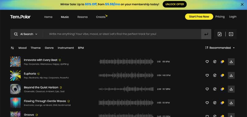 Musique de fond YouTube TemPolor