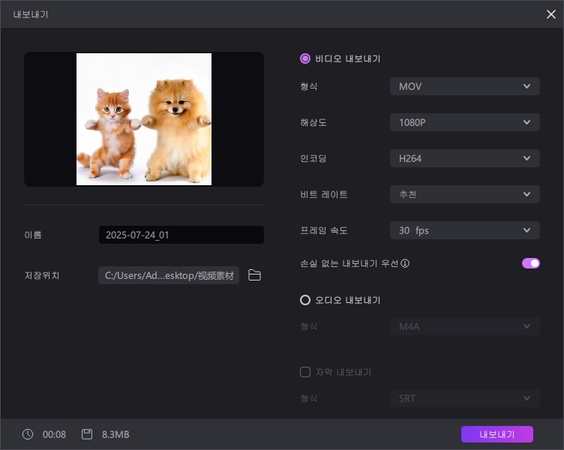 영상 내보내기