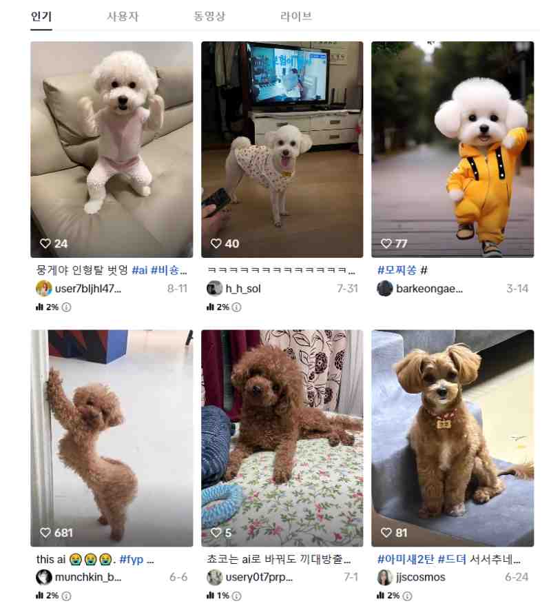 틱톡 AI 동물 춤