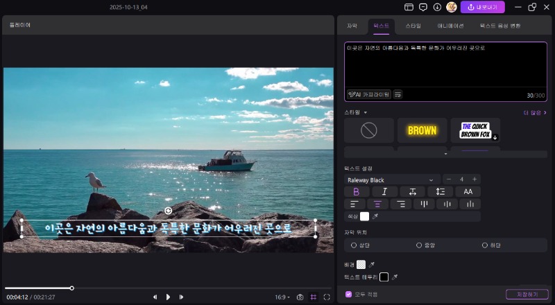 영상과 자막 사용자 정의