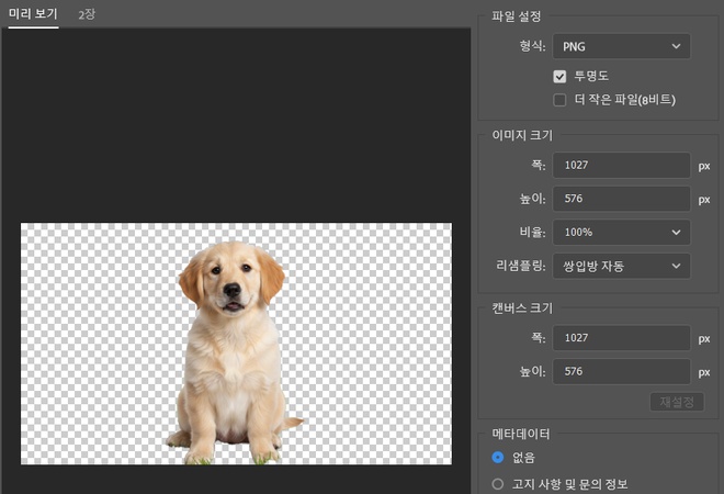 포토샵 흰색 배경 저장 방법 2