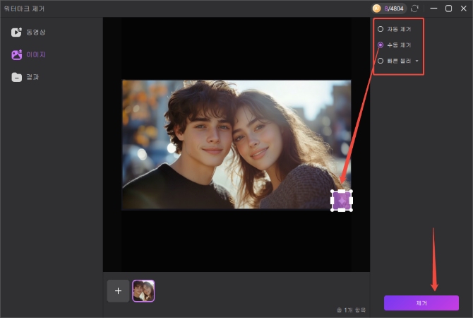 워터마크 제거 실행