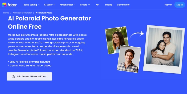 AI 폴라로이드 만들기-Fotor