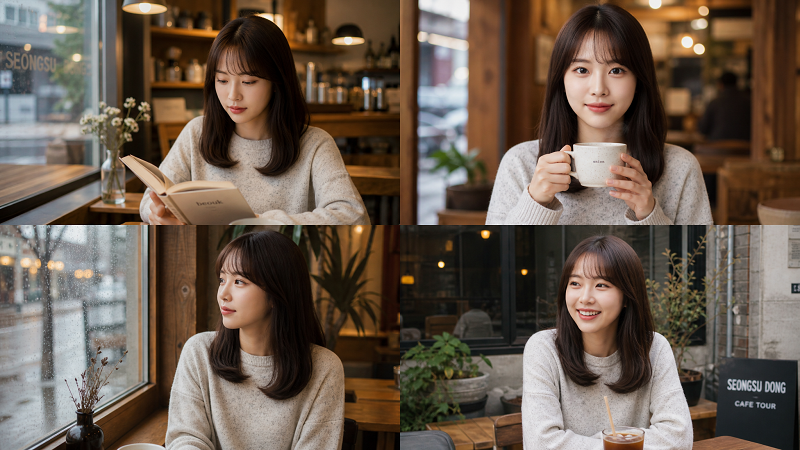 감성 카페 투어 4컷 프롬프트