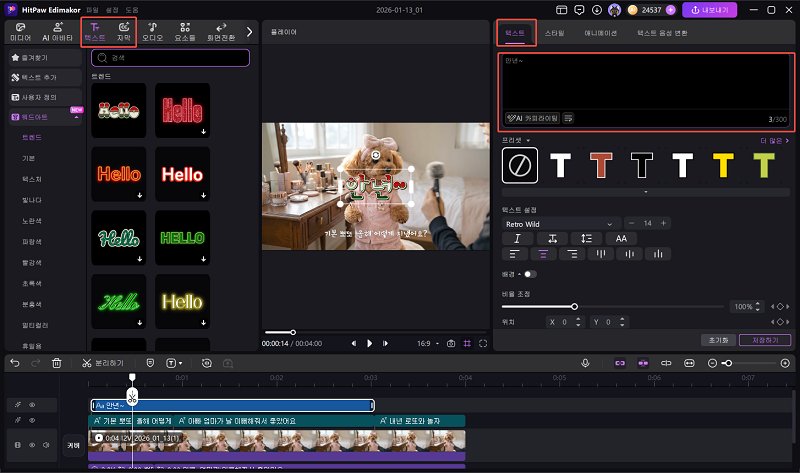 텍스트 편집 및 맞춤 설정