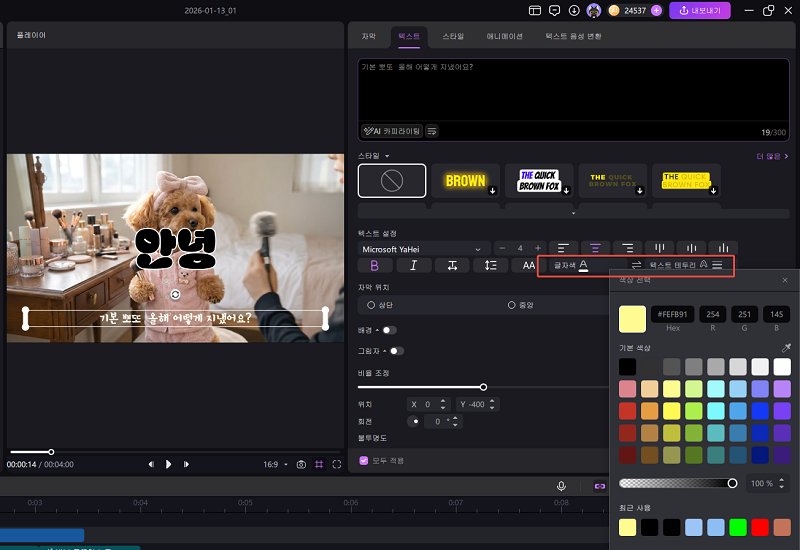 텍스트 편집 및 맞춤 설정